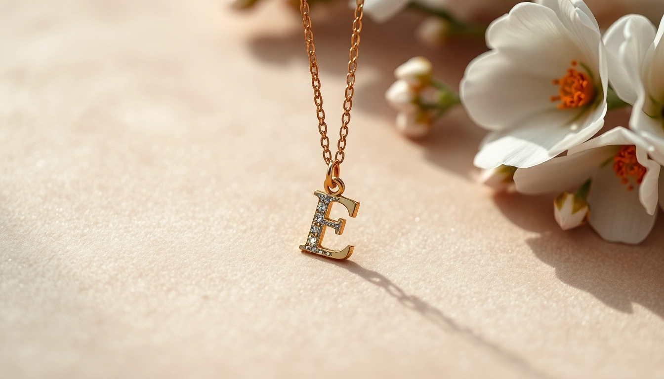 Showcase an elegant initial necklace with a golden charm on a soft velvet background.